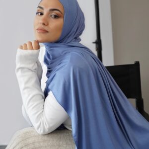 Soft Jersey Orna & Hijab for Women Denim Blue