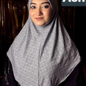 Chikan Embroidery Instant Hijab for Women Ash