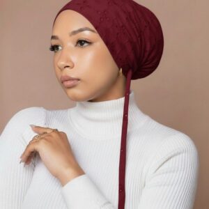 Chikan Embroidery Inner Cap Maroon